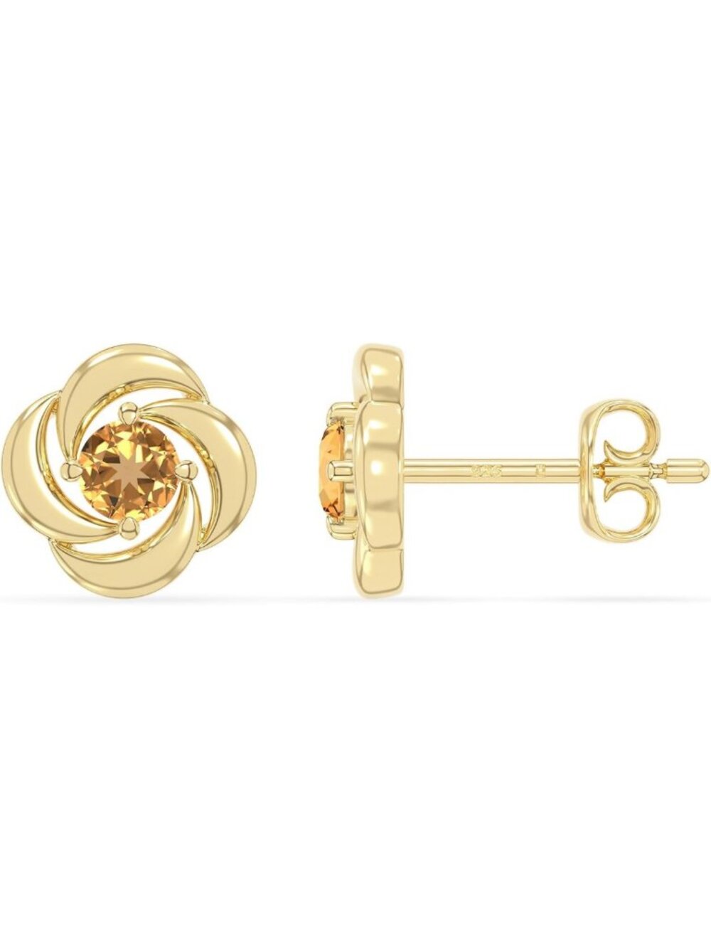 Natural Gemstone Flower Stud Earrings in 925 Silver & Gold Vermeil - Perfect
